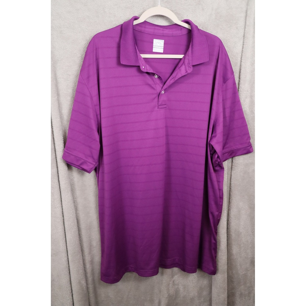 Callaway Opti-Dri Mens XXXL Purple Striped Short Sleeve Golf Polo Shirt 3XL